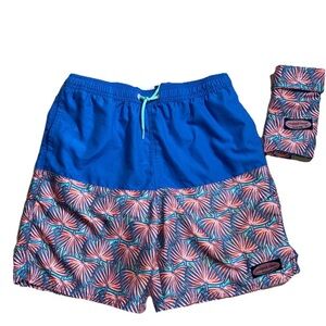 Vineyard Vines Boys Swim Trunks Blue Pink Print Sz 18
